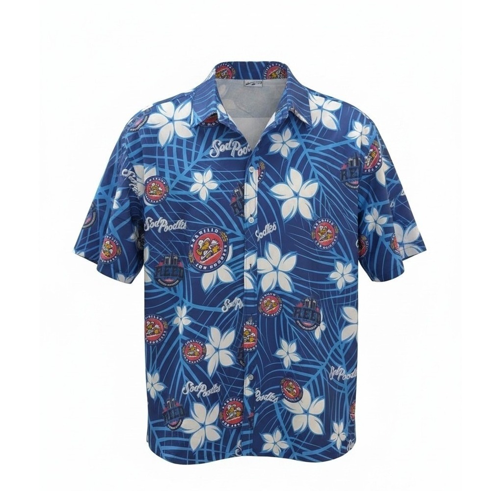 Amarillo Sod Poodles Hawaiian Aloha Mens XL Minor League Baseball  Button Shirt